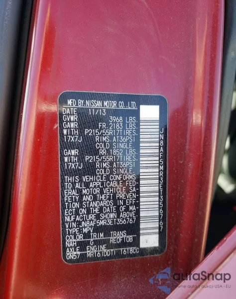 2014 Nissan Juke S from USA, damaged, VIN JN8AF5MR3ET356767